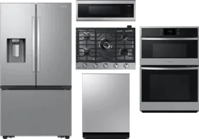 5 Piece Package Includes Refrigerator, Cooktop, Wall Oven, Microwave And Dishwasher