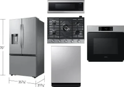 5 Piece Package Includes Refrigerator, Cooktop, Wall Oven, Microwave And Dishwasher
