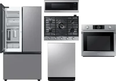5 Piece Package Includes Refrigerator, Cooktop, Wall Oven, Microwave And Dishwasher