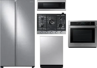 5 Piece Package Includes Refrigerator, Cooktop, Wall Oven, Microwave And Dishwasher