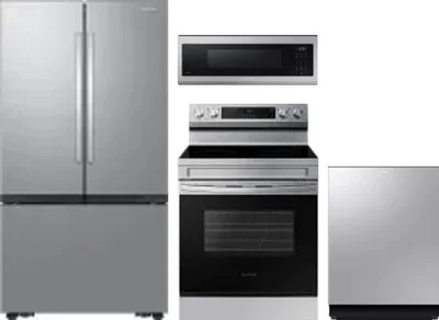4 Piece Package Includes Refrigerator, Range, Microwave And Dishwasher