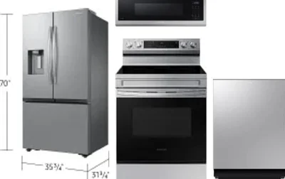 4 Piece Package Includes Refrigerator, Range, Microwave And Dishwasher