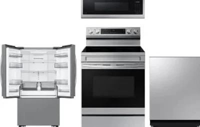 4 Piece Package Includes Refrigerator, Range, Microwave And Dishwasher