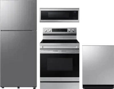 4 Piece Package Includes Refrigerator, Range, Microwave And Dishwasher