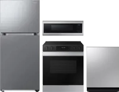 4 Piece Package Includes Refrigerator, Range, Microwave And Dishwasher