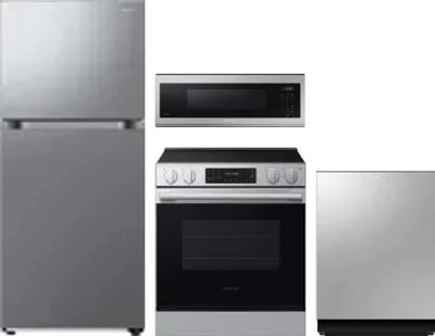 4 Piece Package Includes Refrigerator, Range, Microwave And Dishwasher