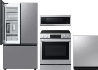 4 Piece Package Includes Refrigerator, Range, Microwave And Dishwasher