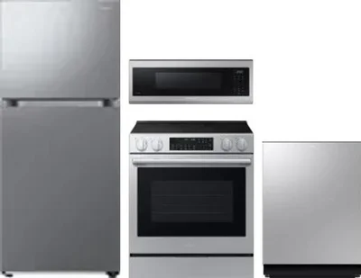 4 Piece Package Includes Refrigerator, Range, Microwave And Dishwasher