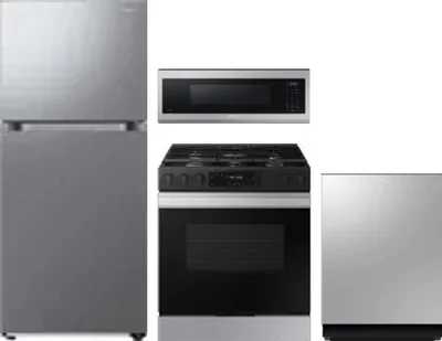 4 Piece Package Includes Refrigerator, Range, Microwave And Dishwasher