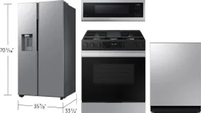 4 Piece Package Includes Refrigerator, Range, Microwave And Dishwasher