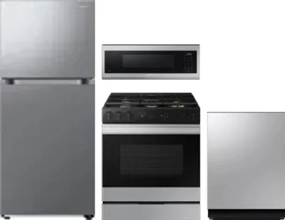 4 Piece Package Includes Refrigerator, Range, Microwave And Dishwasher