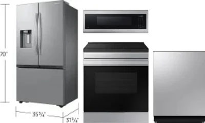 4 Piece Package Includes Refrigerator, Range, Microwave And Dishwasher