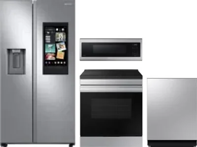 4 Piece Package Includes Refrigerator, Range, Microwave And Dishwasher