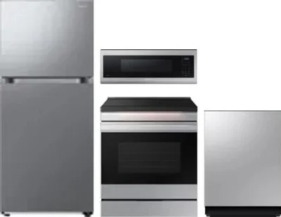 4 Piece Package Includes Refrigerator, Range, Microwave And Dishwasher
