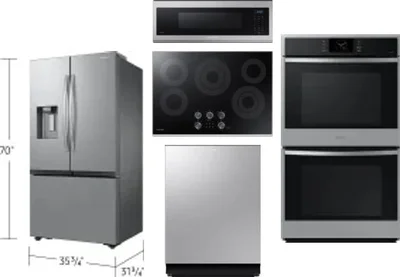 5 Piece Package Includes Refrigerator, Cooktop, Wall Oven, Microwave And Dishwasher