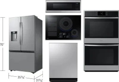 5 Piece Package Includes Refrigerator, Cooktop, Wall Oven, Microwave And Dishwasher