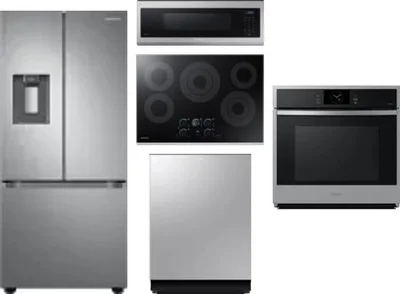 5 Piece Package Includes Refrigerator, Cooktop, Wall Oven, Microwave And Dishwasher