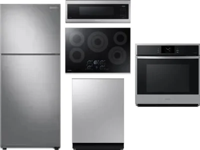 5 Piece Package Includes Refrigerator, Cooktop, Wall Oven, Microwave And Dishwasher