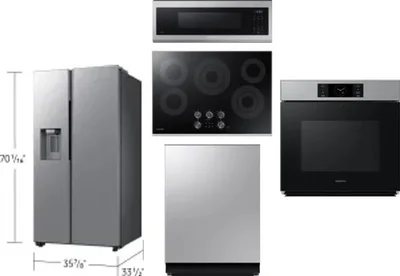 5 Piece Package Includes Refrigerator, Cooktop, Wall Oven, Microwave And Dishwasher