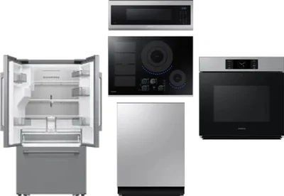 5 Piece Package Includes Refrigerator, Cooktop, Wall Oven, Microwave And Dishwasher