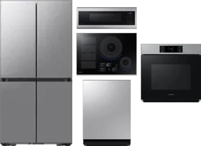 5 Piece Package Includes Refrigerator, Cooktop, Wall Oven, Microwave And Dishwasher