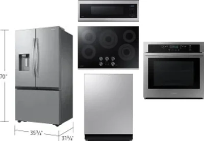 5 Piece Package Includes Refrigerator, Cooktop, Wall Oven, Microwave And Dishwasher