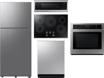 5 Piece Package Includes Refrigerator, Cooktop, Wall Oven, Microwave And Dishwasher