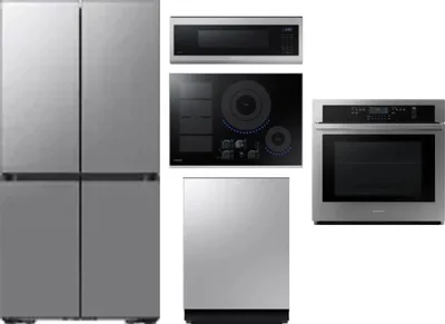5 Piece Package Includes Refrigerator, Cooktop, Wall Oven, Microwave And Dishwasher