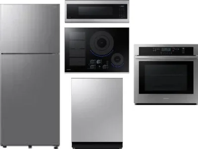 5 Piece Package Includes Refrigerator, Cooktop, Wall Oven, Microwave And Dishwasher