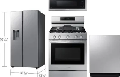 4 Piece Package Includes Refrigerator, Range, Microwave And Dishwasher