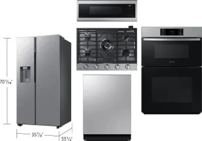 5 Piece Package Includes Refrigerator, Cooktop, Wall Oven, Microwave And Dishwasher