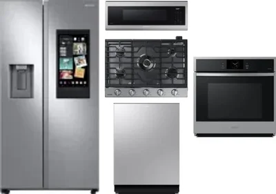 5 Piece Package Includes Refrigerator, Cooktop, Wall Oven, Microwave And Dishwasher