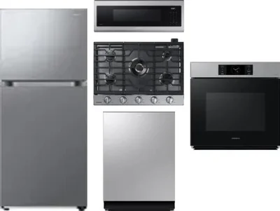 5 Piece Package Includes Refrigerator, Cooktop, Wall Oven, Microwave And Dishwasher