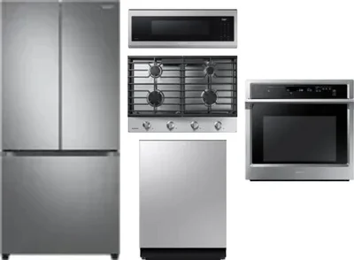 5 Piece Package Includes Refrigerator, Cooktop, Wall Oven, Microwave And Dishwasher