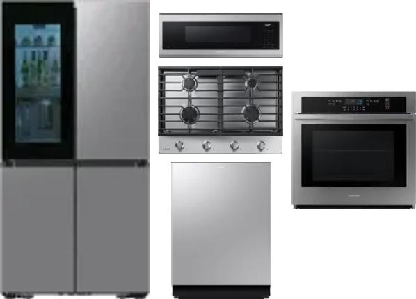 5 Piece Package Includes Refrigerator, Cooktop, Wall Oven, Microwave And Dishwasher