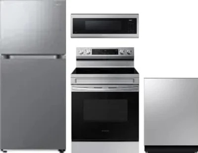 4 Piece Package Includes Refrigerator, Range, Microwave And Dishwasher