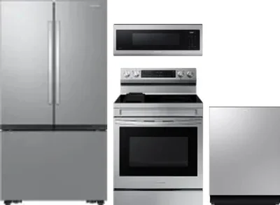 4 Piece Package Includes Refrigerator, Range, Microwave And Dishwasher
