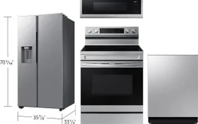 4 Piece Package Includes Refrigerator, Range, Microwave And Dishwasher