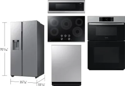 5 Piece Package Includes Refrigerator, Cooktop, Wall Oven, Microwave And Dishwasher