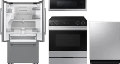 4 Piece Package Includes Refrigerator, Range, Microwave And Dishwasher