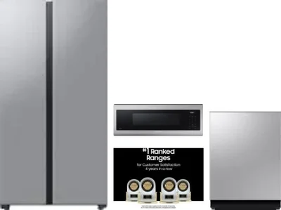 4 Piece Package Includes Refrigerator, Range, Microwave And Dishwasher