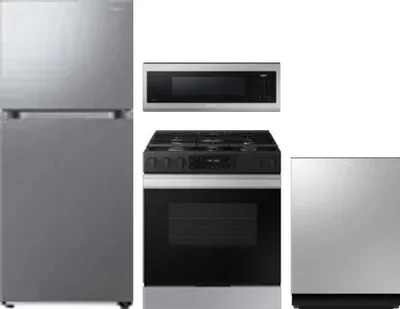 4 Piece Package Includes Refrigerator, Range, Microwave And Dishwasher