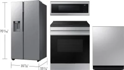4 Piece Package Includes Refrigerator, Range, Microwave And Dishwasher