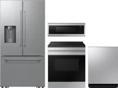 4 Piece Package Includes Refrigerator, Range, Microwave And Dishwasher