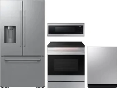 4 Piece Package Includes Refrigerator, Range, Microwave And Dishwasher