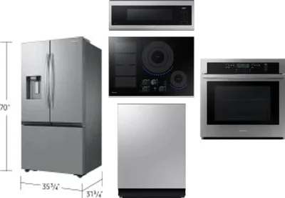 5 Piece Package Includes Refrigerator, Cooktop, Wall Oven, Microwave And Dishwasher
