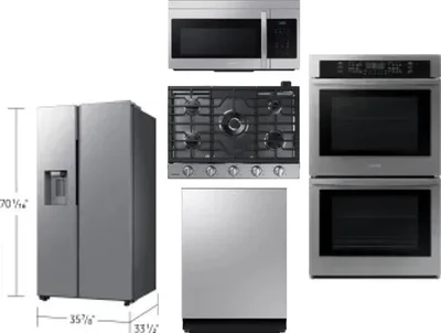 5 Piece Package Includes Refrigerator, Cooktop, Wall Oven, Microwave And Dishwasher