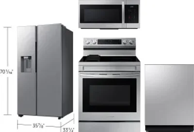4 Piece Package Includes Refrigerator, Range, Microwave And Dishwasher