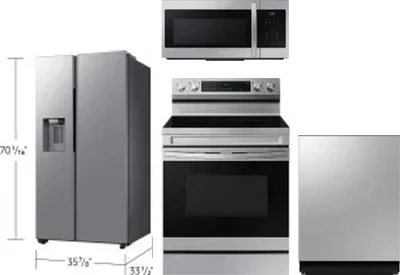 4 Piece Package Includes Refrigerator, Range, Microwave And Dishwasher