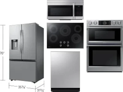 5 Piece Package Includes Refrigerator, Cooktop, Wall Oven, Microwave And Dishwasher